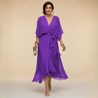 Annika | V-Ausschnitt Wickelkleid Midi – Lila