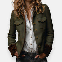 Antonia | Damen Elegante Zierkontrastdetails Jacke – Grün