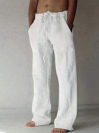 Arthur | Herren Weite Leinen Baggyhose – Weiß