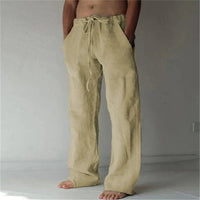 Arthur | Herren Weite Leinen Baggyhose – Khaki