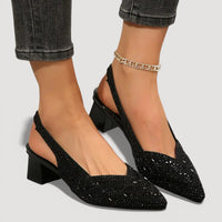 Aura | Elegante Slingback Heels mit Blockabsatz – Schwarz