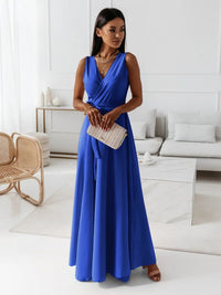 Aurelie | Fließendes Wickel Maxikleid – Blau