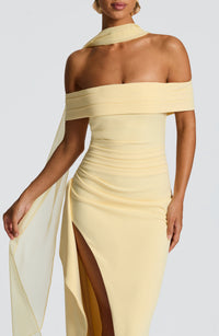 Valentina | Damen Gelber Leichter Stretch Mesh Kleid Schal – Gelb