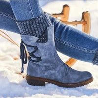 Stiefelette Damen Winter Komfort | Rutschfest Warm Gefüttert – Blau