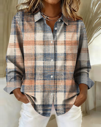 Laura | Kariertes Damen Hemd modern im Vintage-Look – Orange
