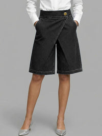 Berenice - Jeans-Wickel-Skort – Schwarz