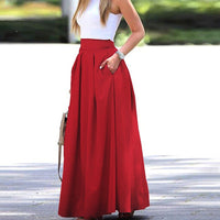 Marre | Damen Hoher Taille Plisseerock | Maxi – Rot