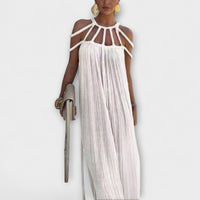 Briar - Elegantes Maxi-Kleid mit Drapierten Details – Weiß