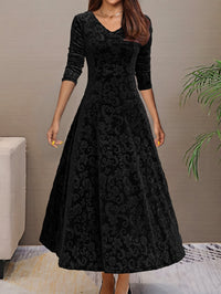Anny™ - Elegantes Festkleid aus Samt mit V-Ausschnitt – Schwarz