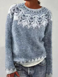 Pullover mit Waldmuster – Gemütlicher Stil mit dem Charme der Natur – Hellblau