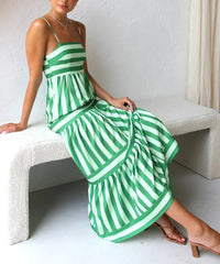 Nina - Vintage Rückenfreies Maxikleid – Grün