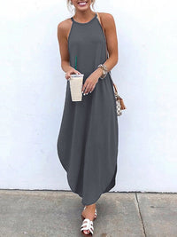 COSIMA - LANGES ÄRMELLOSES KLEID – Grau
