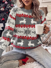 Palivaya |  Enchanted  Rundhalspullover Elegantes Weihnachtsmuster – Grau