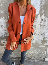 Hanneke™ | Sommerblazer mit Knöpfen und Kapuze – Orange