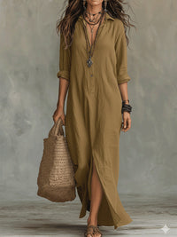 Blythe - Luftiges Leinen-Maxikleid – Khaki