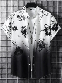 Tropisches 3D-Blumen-Hawaii-Hemd – Stil und Komfort in einem – Weiß Schwarz