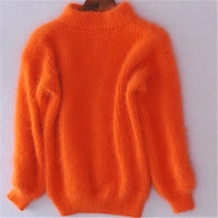 Sayvellae | Pullover im Vintage-Angora-Stil – Orange