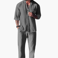 Benedikt | Herren Langarm Shirt Hose Set – Grau