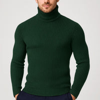 Bernd | Herren Gerippter Taillierter Rollkragenpullover – Grün