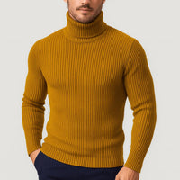 Bernd | Herren Gerippter Taillierter Rollkragenpullover – Gelb
