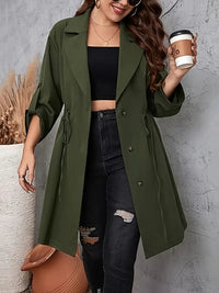 Ellianis | Trenchcoat mit Kordelzug, elegante einreihige Oberbekleidung – Oliv