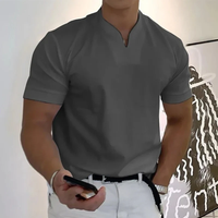 Bjarne | Herren T-Shirt Mit V-Ausschnitt Schlicht Freizeit – Dunkelgrau