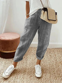 Sommerhose für Damen - Leichte 3/4 Caprihose im Leinen-Look für heiße Sommertage – Schwarz