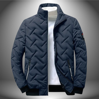 Gesteppte Pufferjacke mit hohem Kragen für Männer – Blau