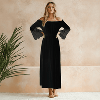Roma | Damen Elegantes Off-Shoulder Sommerkleid – Schwarz