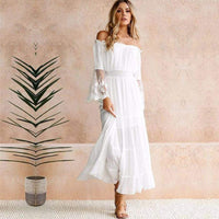 Liana | Damen Elegantes Off-Shoulder Sommerkleid – Weiß