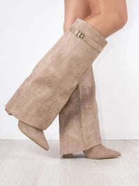Elena | Damen Elegante Wildleder Stiefel Boots – Beige