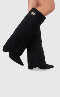Elena | Damen Elegante Wildleder Stiefel Boots – Schwarz