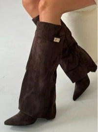 Elena | Damen Elegante Wildleder Stiefel Boots – Braun