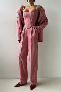 Brianna | Damen Dreiteiler Hosenanzug Set – Rosa