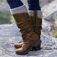 Damen Winter Stiefel | Casual hoch mit Absatz – Braun