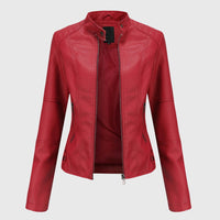 Sophie | Damen Bequem Bikerlederjacke – Rot