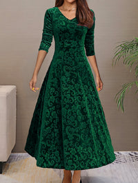 Anny™ - Elegantes Festkleid aus Samt mit V-Ausschnitt – Grün