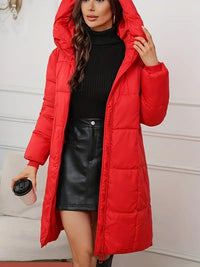 Keyven | Winter Luxe Lange Oberbekleidung mit Kapuze – Rot