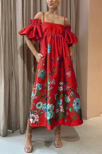 Arielle | Elegantes Kleid mit Unauffälligen Taschen – Rot
