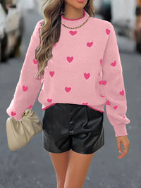 Olicaveia | Affectionate Vibes Strickpullover mit elegantem Herz-Design – Rosa