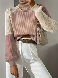 Olireia | Schicker Rollkragenpullover mit Kontrastmuster und elegantem Farbblock-Design – Mischfarbe