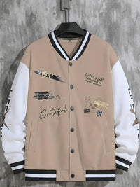 Coli | Collegejacke mit Hipster-Buchstabenmuster – Khaki