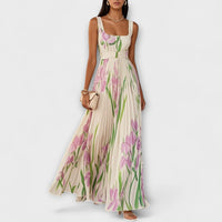 Hallie - Floral Maxi Dress – Beige
