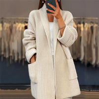 Annika | Damen Komfort Gestrickte Strickjacke – Beige