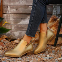 Heidi-Mode | Ankle boots with thick heel and zipper – Gold