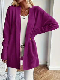 Litaronie | Entspannter Langarmpullover mit praktischer Tasche – Dunkelviolett
