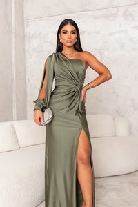 Anna | Elegantes Silhouette-Kleid – Olivgrün