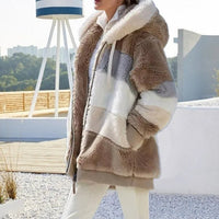Petra™ | Winterjacke mit Kapuze – Braune Streifen
