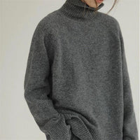 Klassischer Rollkragenpullover mit Übergröße für Frauen – Grau