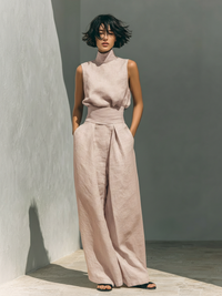 Carlotta | Ärmelloses Blusen Hosen Ensemble – Hellrosa